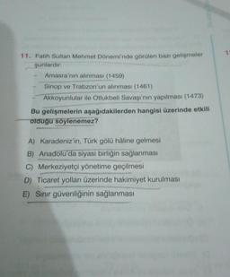 1 0 a ayt alan yeterlilik testi bu testte sirasiyla tarih