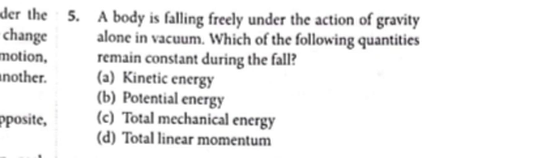 A body is falling freely under the action of gravity a... Math