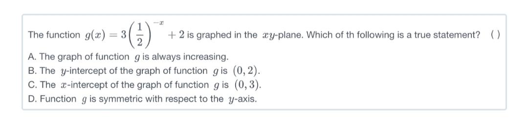 1 The Function G X 3 2 Is Graphed In The Xy Plane Math
