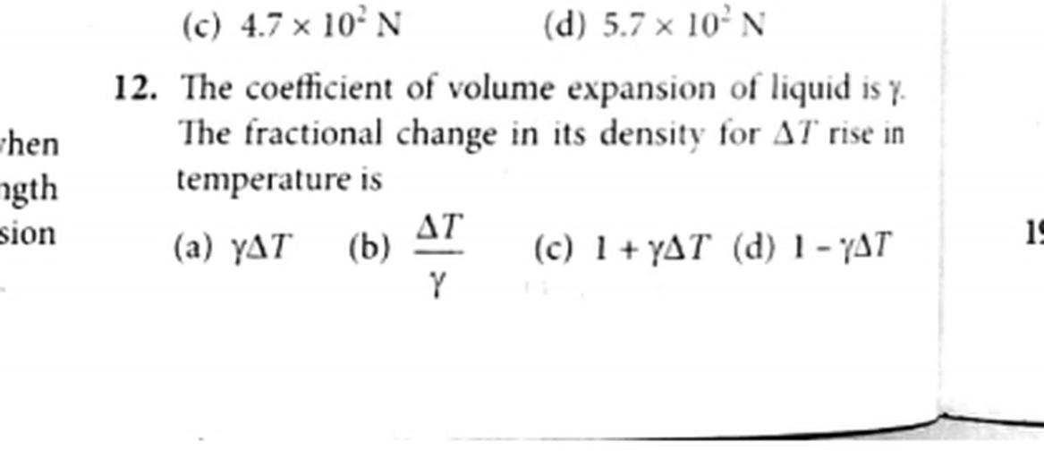 (c) 4.7 x 10 N (d) 5.7 x 10'N 12. The coefficient of vo... Math