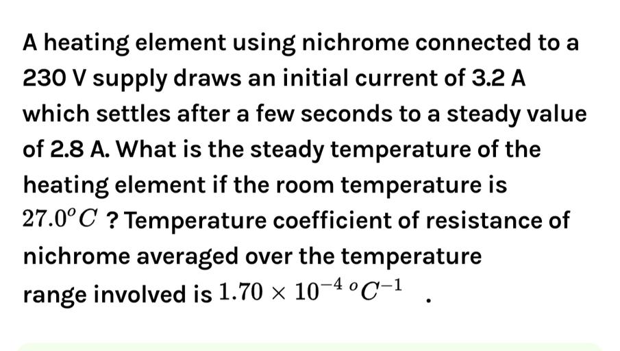 A heating element using nichrome connected to a 230 Physics