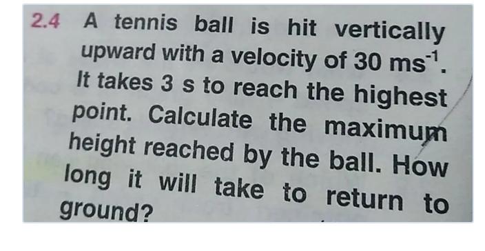 A tennis ball is hit vertically upward with a velocity Math