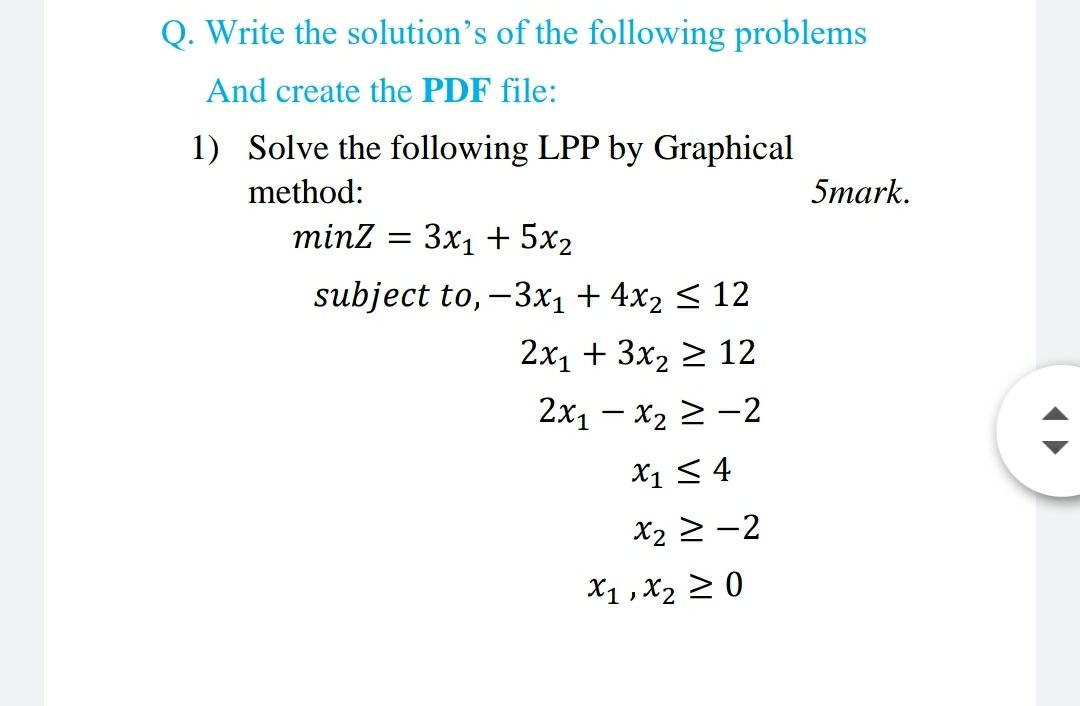 Q Write The Solution s Of The Following Problems And C Math