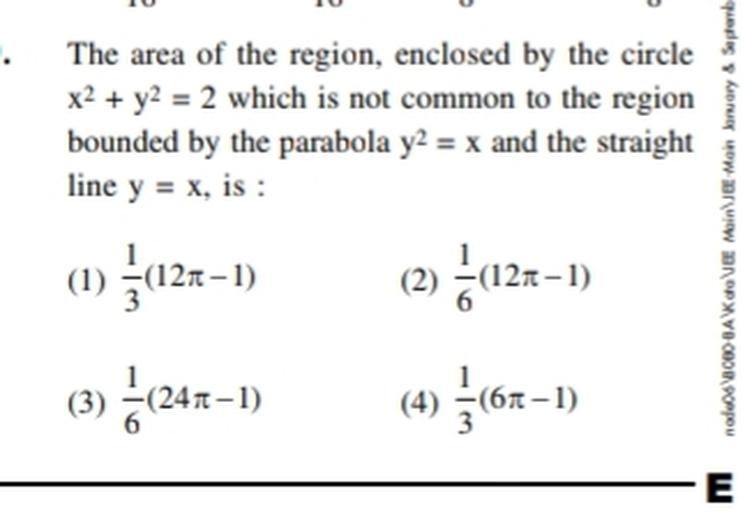 The area of the region, enclosed by the circle x² + y² Math