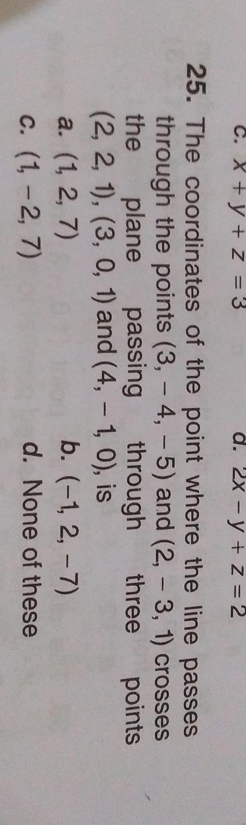 C X Y Z 3 D 2x Y Z 2 25 The Coordinates Math