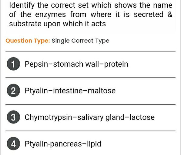 Identify the correct set which shows the name of the... Biology