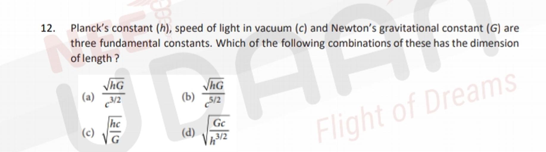 12. Planck's constant (h), speed of light in vacuum (c)... Math