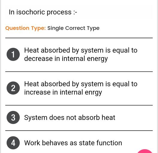 In isochoric process Question Type Si... Physical Chemistry