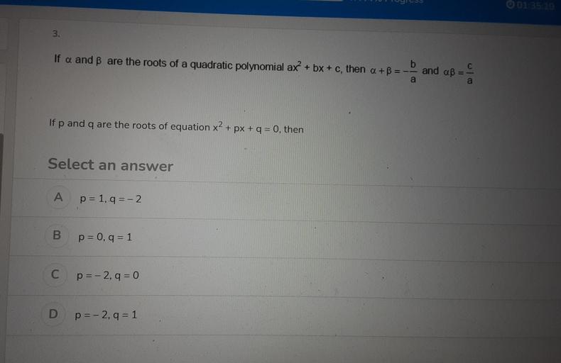 01 35 29 3 If U And Ss Are The Roots Of A Quadratic Pol Math