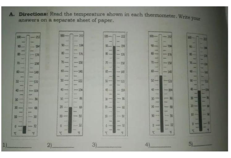 A. Directions Read the temperature shown in each therm... Math