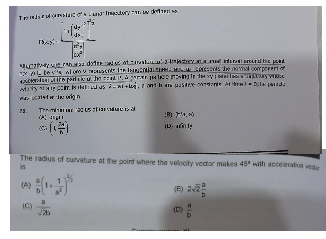 The Radius Of Curvature Of A Planar Trajectory Can B Physics