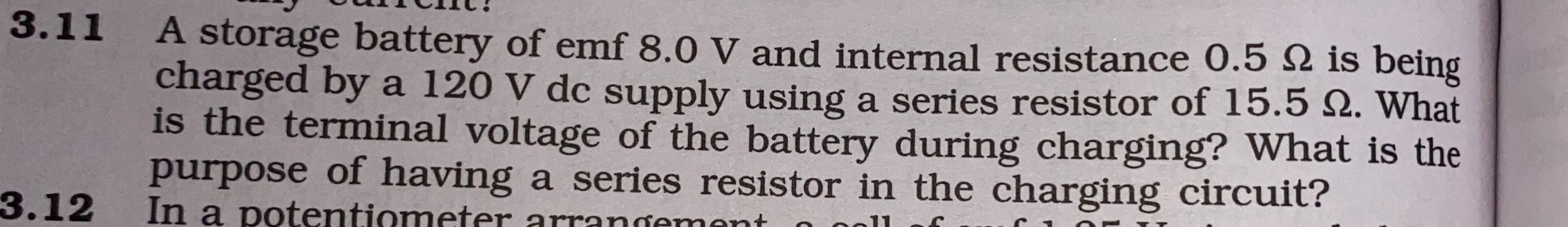 3.11 A storage battery of emf 8.0 V and internal res... Physics