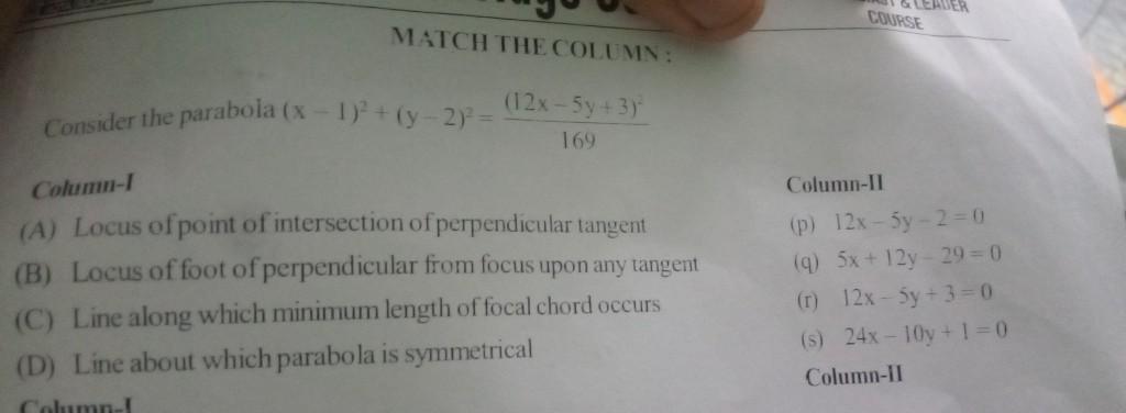 Leader Course Match The Column 12x 5y 3 Consider Math