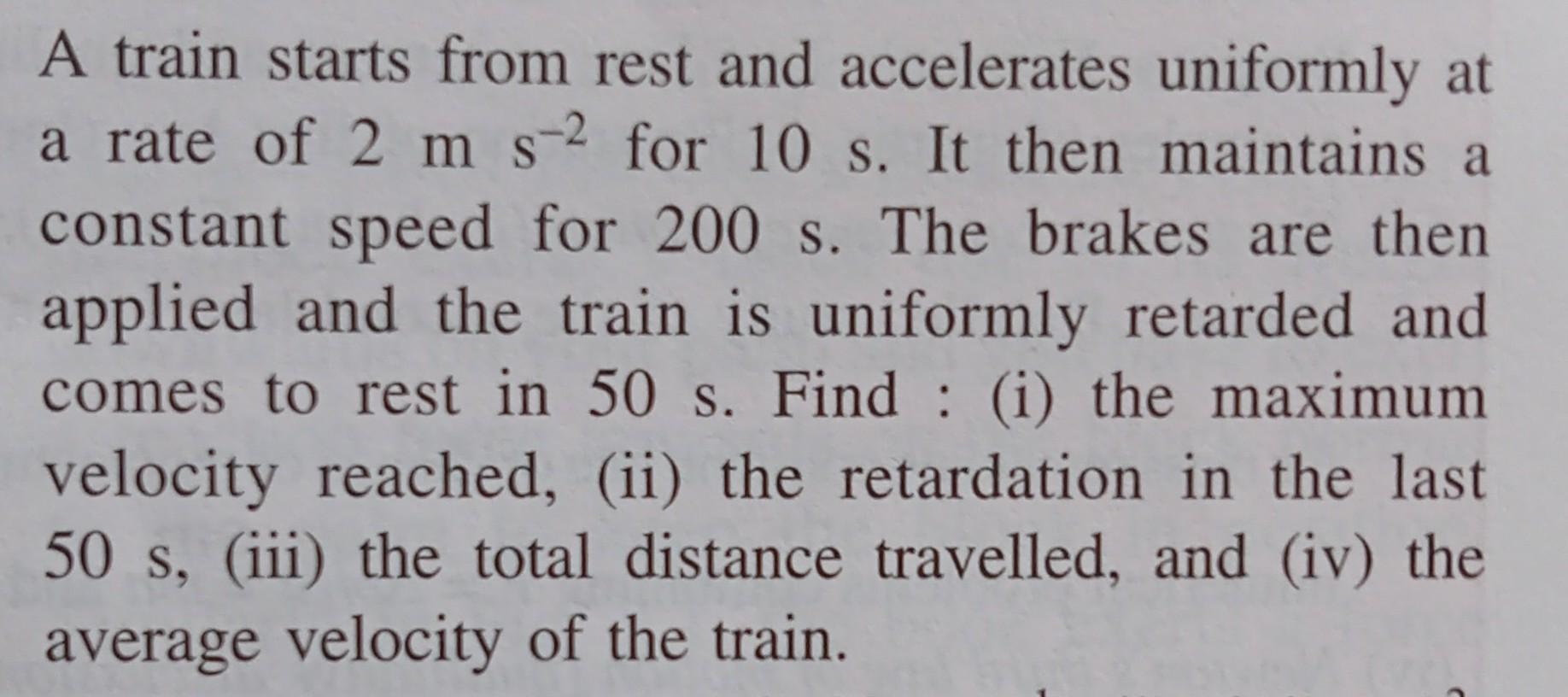A Train Starts From Rest And Accelerates Uniformly A Physics