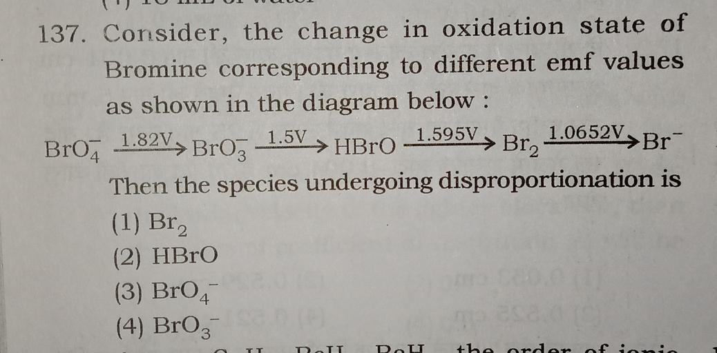 1.5V 1.0652V>Br → Br2 137. Consider, the... Chemistry