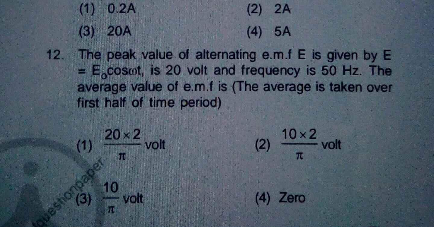  1 0 2A 2 2A 3 20A 4 5A 12 The Peak Value Of Al Math