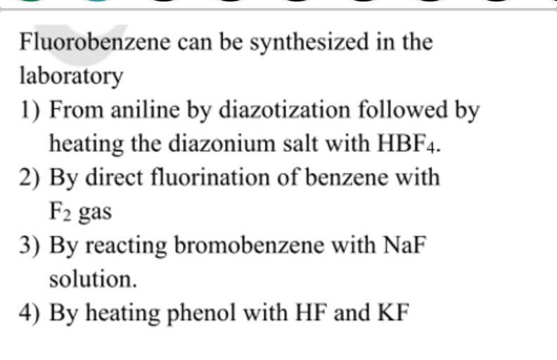 Fluorobenzene can be synthesized in the la... Organic Chemistry