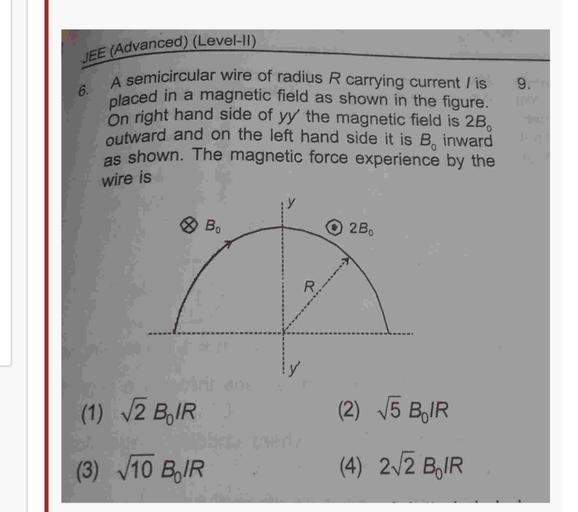 JEE (Advanced) (Level11) 9. 6. A semicircular wire Physics
