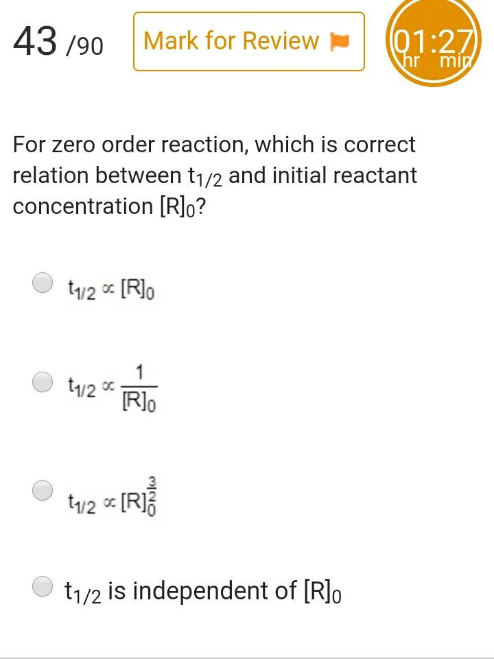 43 90 Mark For Review 01 27 Hr Min For Z Physical Chemistry