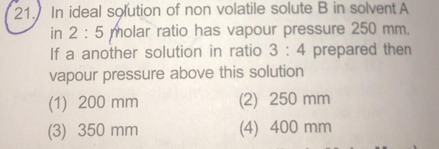 21.) In ideal solution of non volatile so... Physical Chemistry