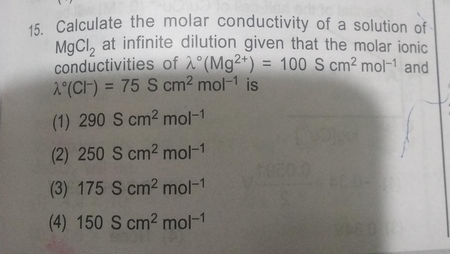 15. Calculate the molar conductivity of a... Physical Chemistry