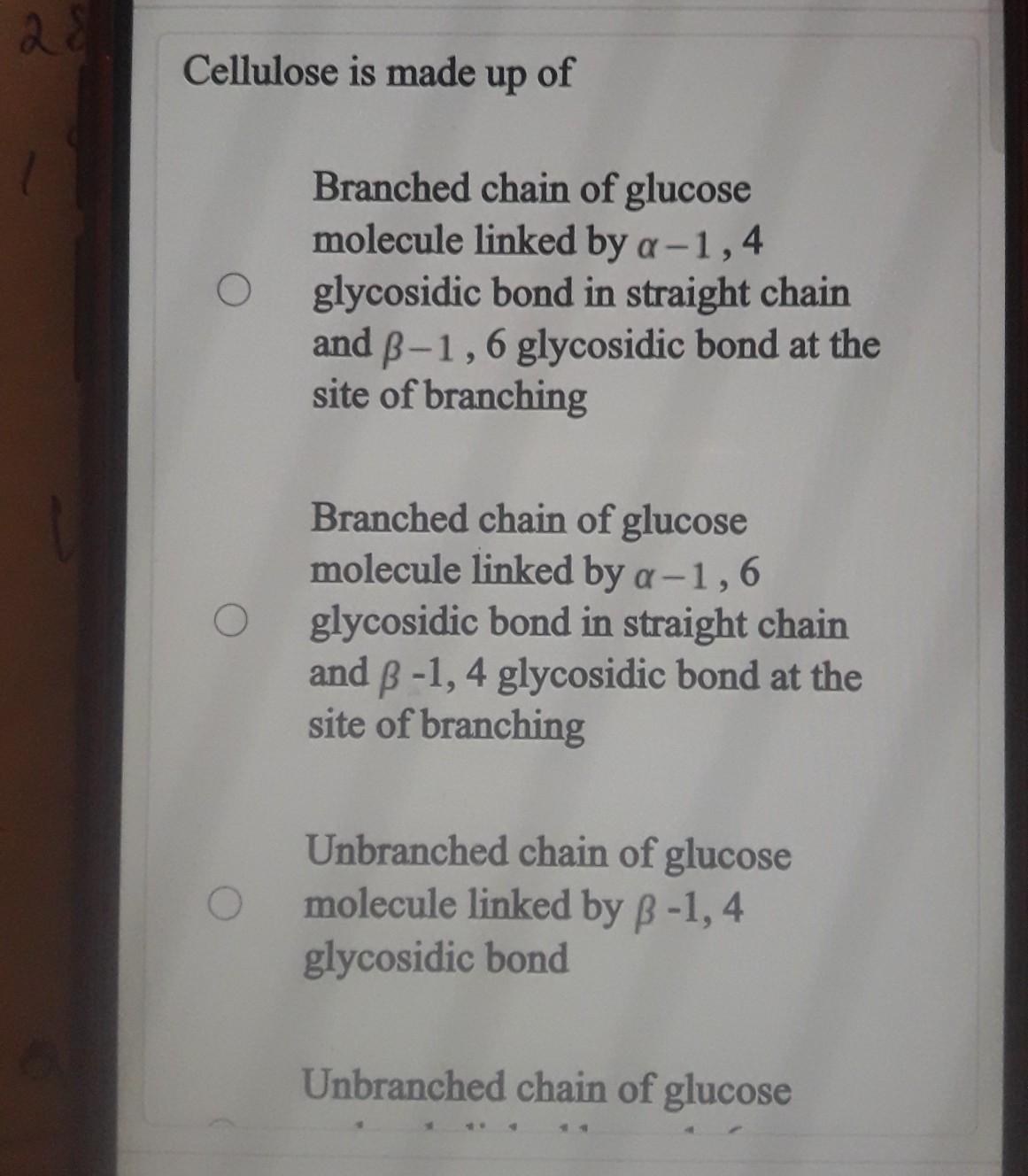 Cellulose Is Made Up Of 1 Branched Chain Of Glucos Biology