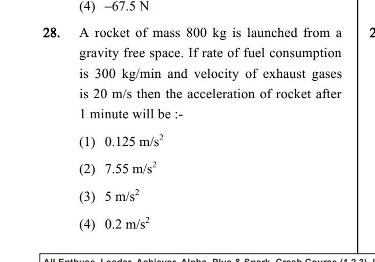 A Rocket Of Mass 800 Kg Is Launched A Rocket Of Mass 800 Kg Is Launched