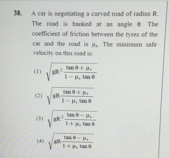 A Car Is Negotiating A Curved Road Of Radius R 38. . A car is negotiating a curved road of radius R... - Physics