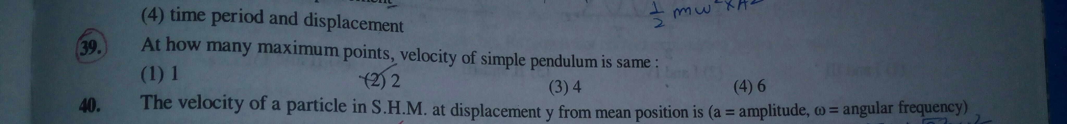 Th Mw 39 4 Time Period And Displacement At How Physics