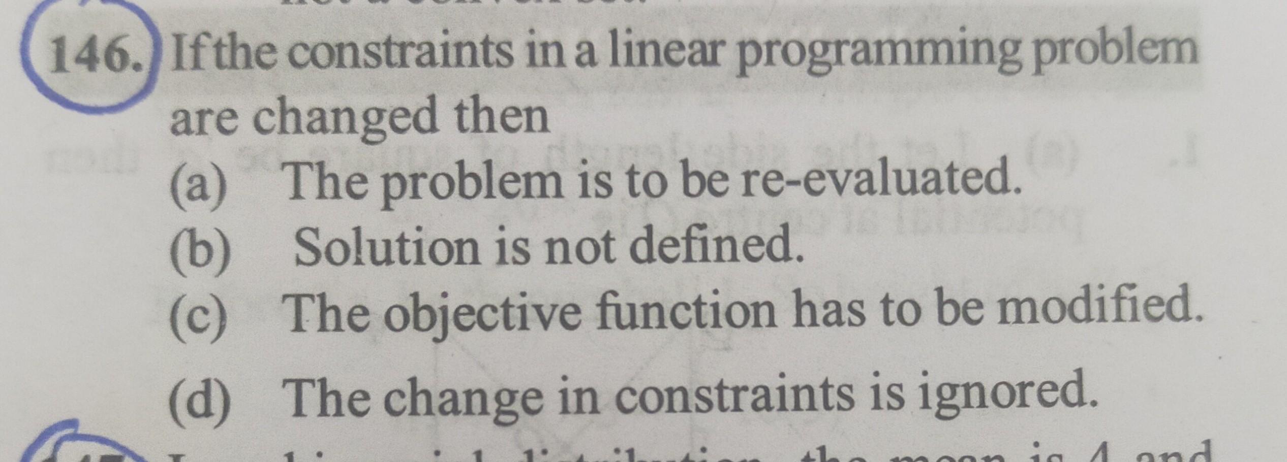 146 If The Constraints In A Linear Programming Proble Math