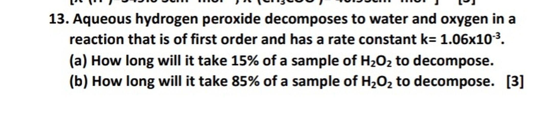 13. Aqueous hydrogen peroxide Chemistry