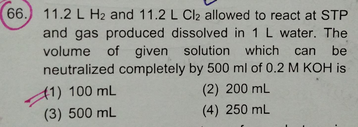 12 L Of H2 And 11 2 L Of Cl2 66.) 11.2 L H2 and 11.2 L Cl2 allowed to - Physical Chemistry