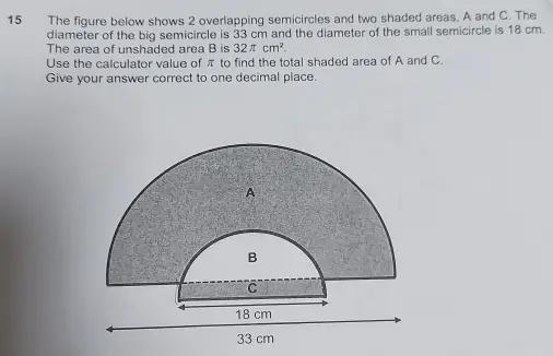 15 The Figure Below Shows 2 Overlapping Semicircles And Math 15-the-figure-below-shows-2-overlapping-semicircles-and-math