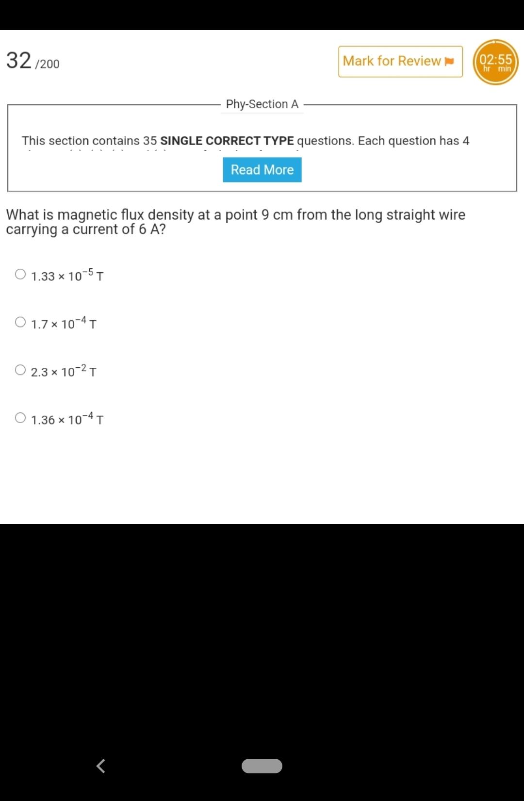 32 200 Mark For Review 02 55 Hr Min Phy Section A Th Physics