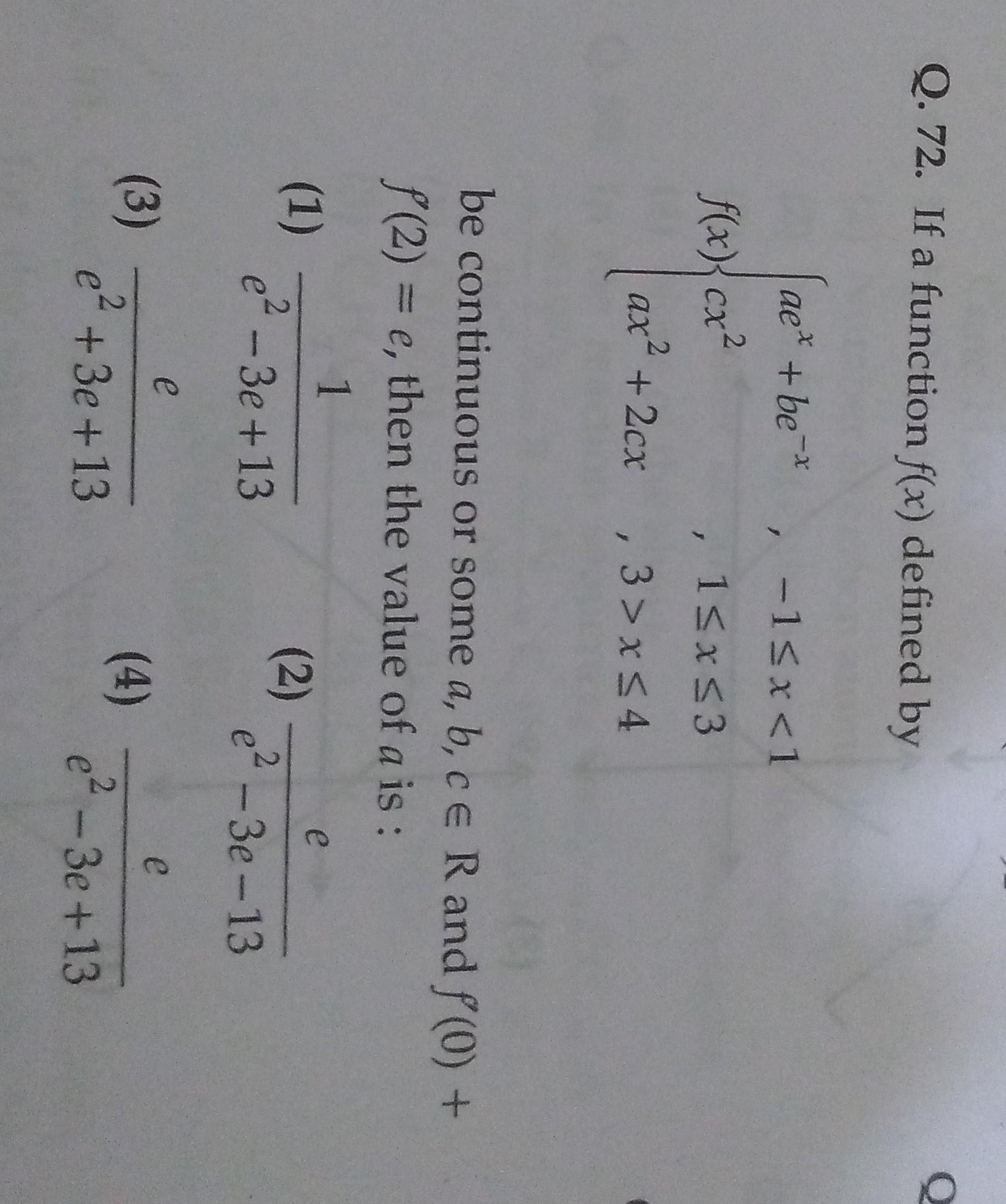 If A Function F X Defined By F X Ae X Be X Math