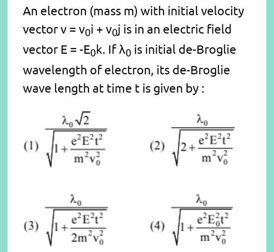 An Electron Of Mass M With An Initial Velocity An electron (mass m) with initial velocity vector v - Physics