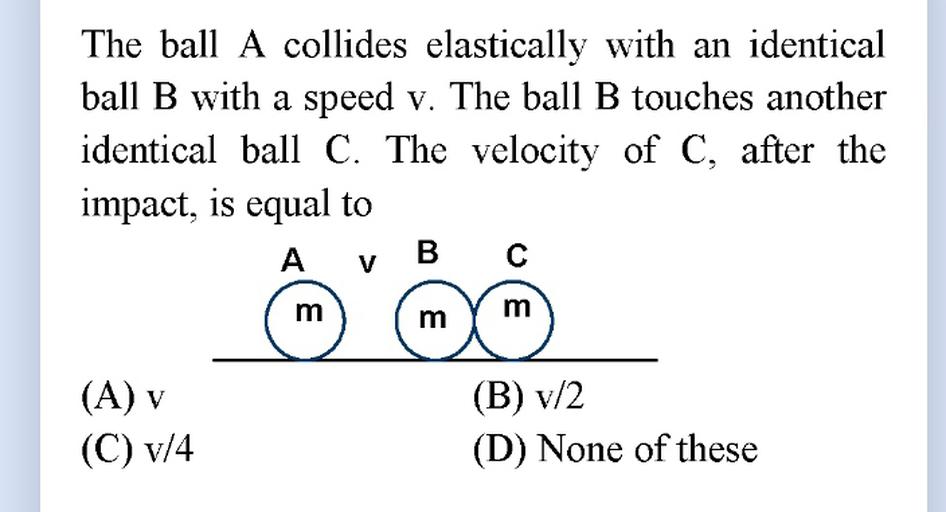 The ball A collides elastically with an identical ba... Physics