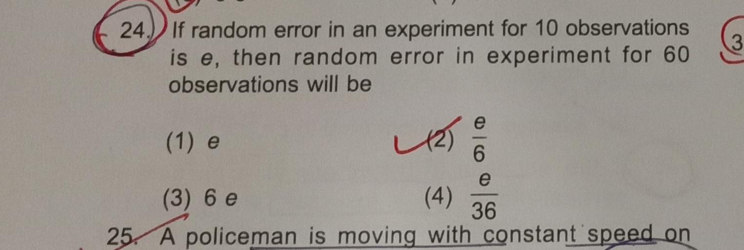 3 24 if random error in an experiment for 10 obser physics