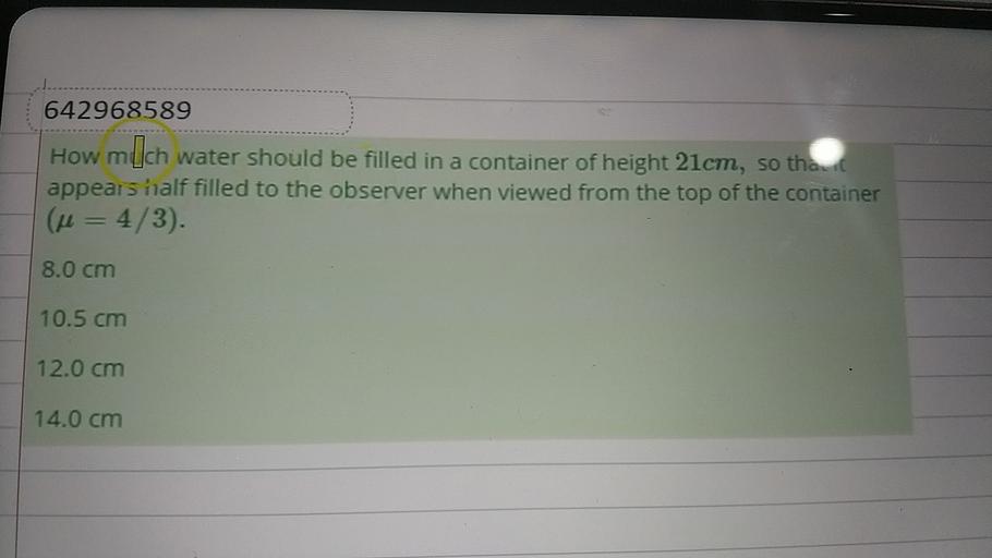 642968589 How much water should be filled in a conta... Physics
