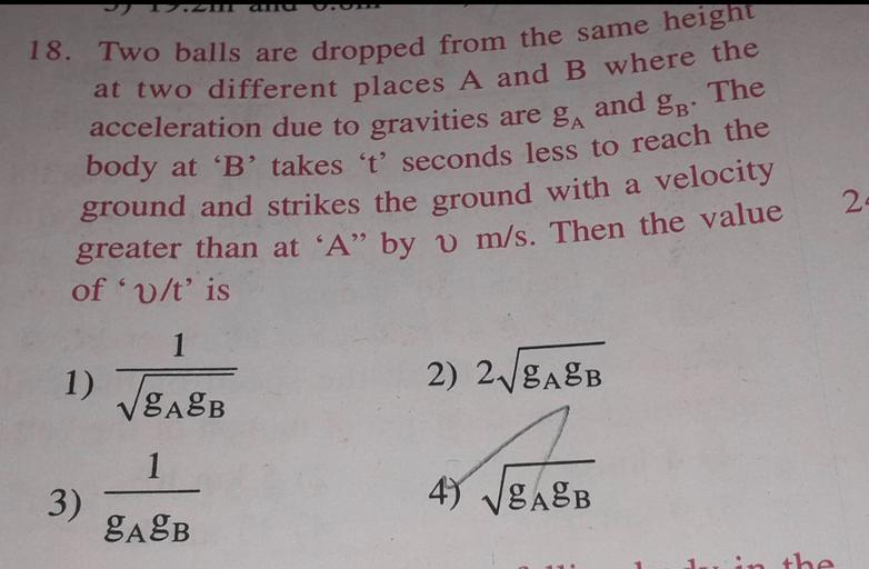 Tumano The 18. Two balls are dropped from the same h... Physics