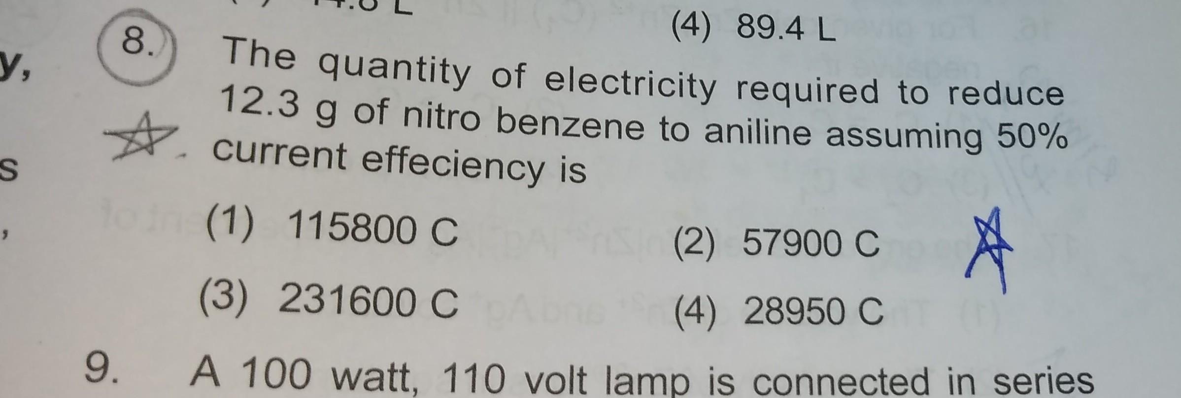 8 Y 4 89 4 L The Quantity Of Electricity Require Physics