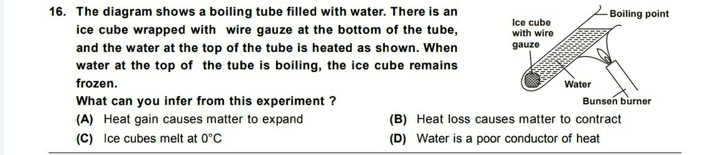 16. The diagram shows a boiling tube filled with wat... Physics
