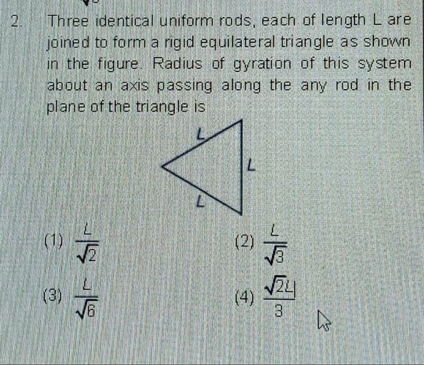 2. Three identical uniform rods, each of length L ar... Physics