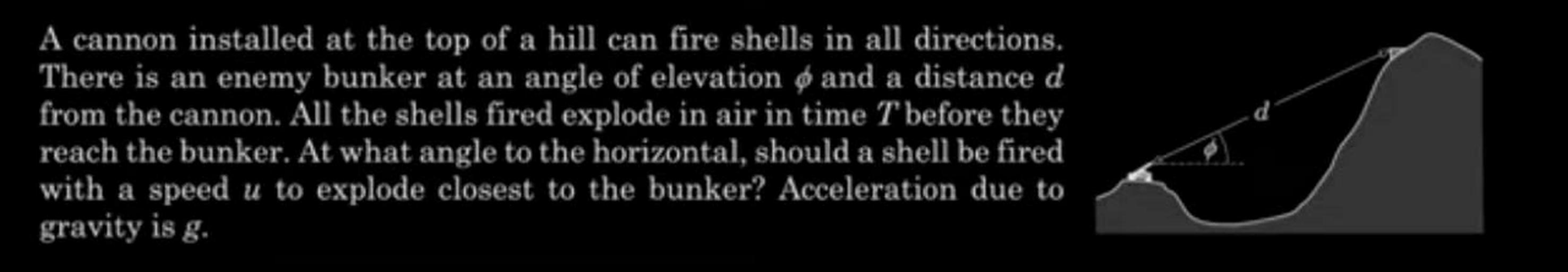 A cannon installed at the top of a hill can fire she... Physics