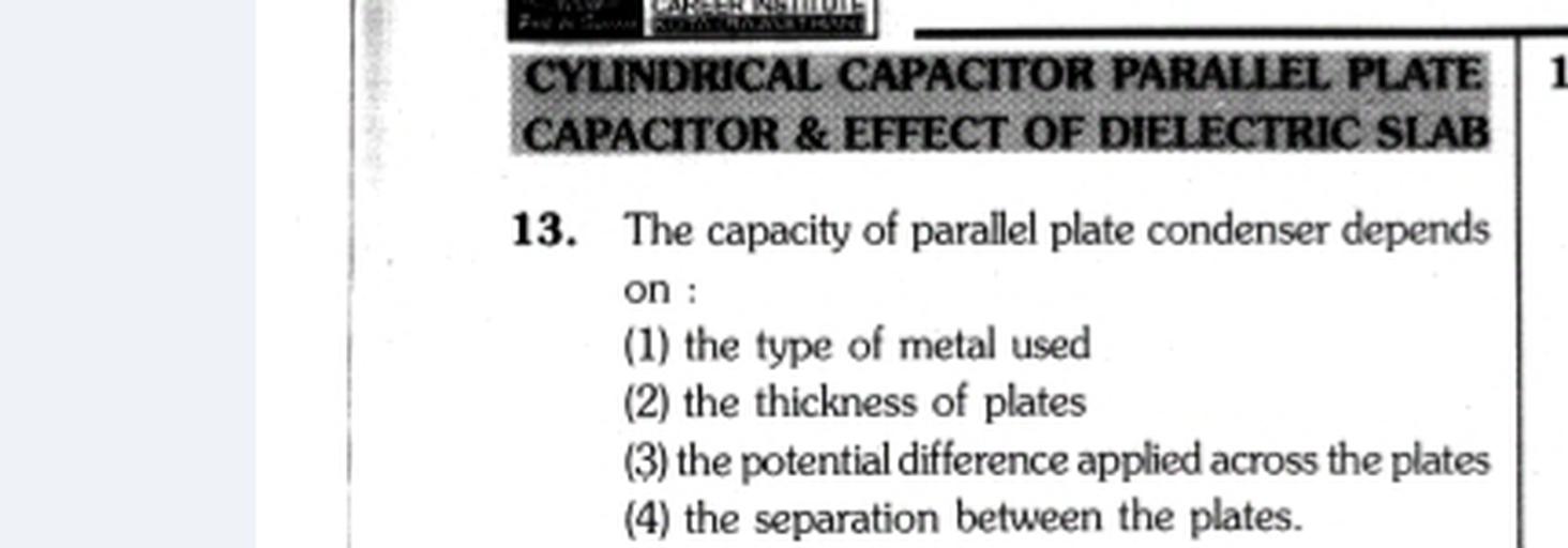 1 CYLINDRICAL CAPACITOR PARALLEL PLATE CA... Physical Chemistry