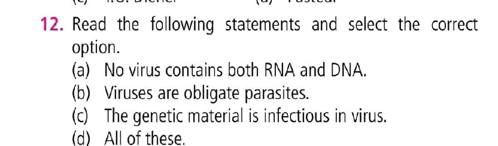 12. Read the following statements and select the cor... Biology