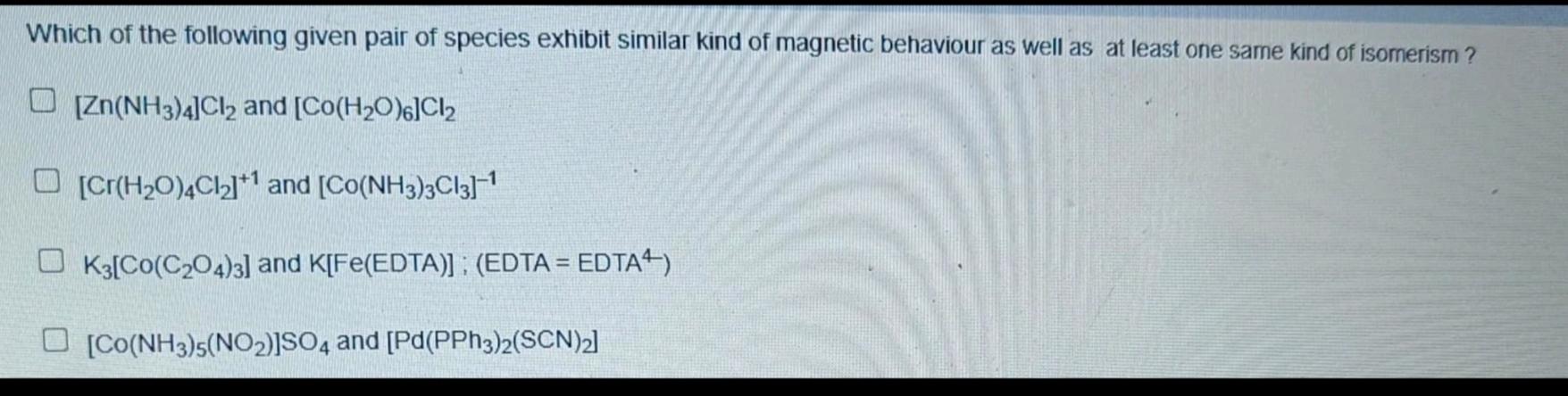 Which Of The Following Given Pair Of Spe Inorganic Chemistry