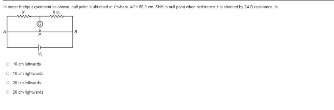In Meter Bridge Experiment As Shown Null Point Is O Physics