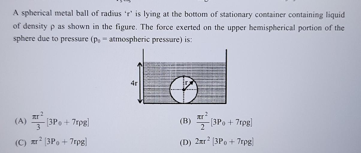 A spherical metal ball of radius 'r' is lying at the... Physics