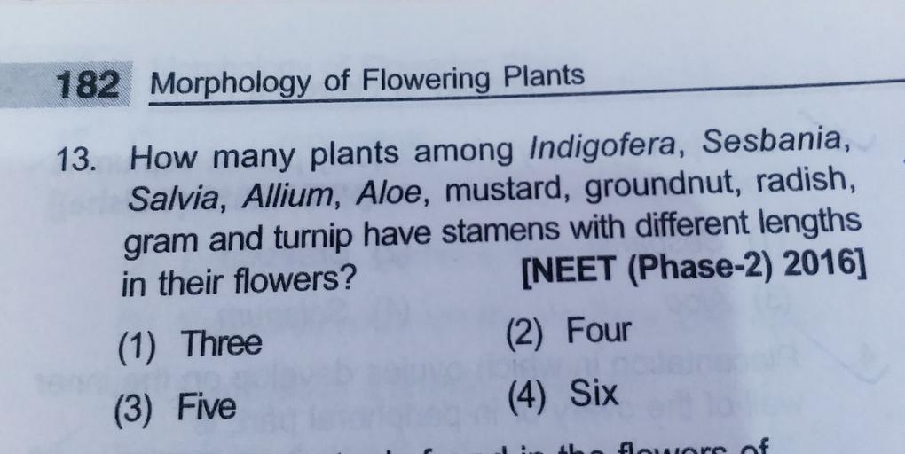 182 Morphology of Flowering Plants 13. How many plan... Biology